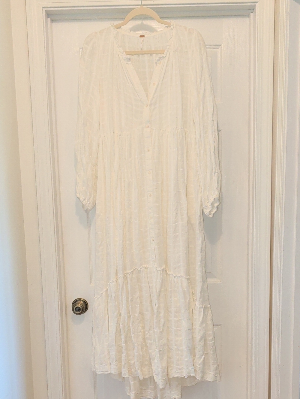 Free People Cream Button-Front Maxi Dress
